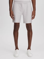 Reiss Silver Hester Textured Cotton Drawstring Shorts - Image 1 of 6