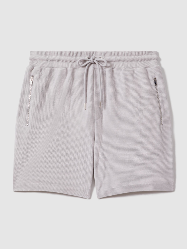 Reiss Silver Hester Textured Cotton Drawstring Shorts - Image 2 of 6