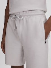 Reiss Silver Hester Textured Cotton Drawstring Shorts - Image 4 of 6