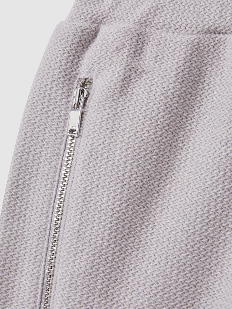 Reiss Silver Hester Textured Cotton Drawstring Shorts - Image 6 of 6