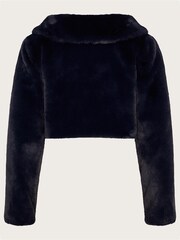 Monsoon Blue Long Sleeve Faux Fur Shrug Cardigan - Image 2 of 2