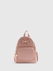 River Island Pink Embossed Bow Backpack - Image 1 of 5