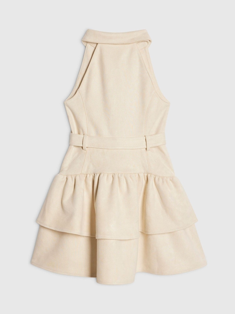 River Island Cream Halter Suede Rara Dress - Image 2 of 4