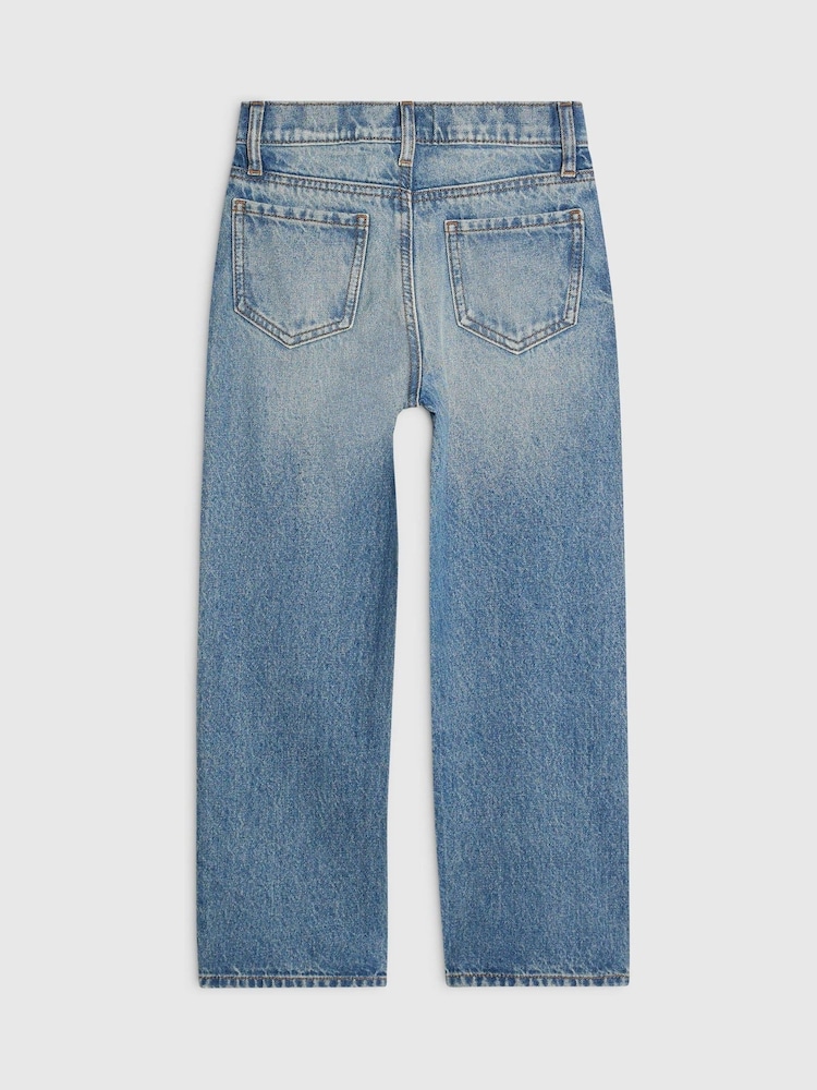 River Island Blue Scripty Hotfix Straight Leg Jeans - Image 2 of 4
