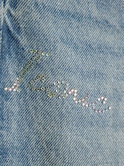 River Island Blue Scripty Hotfix Straight Leg Jeans - Image 3 of 4