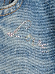 River Island Blue Scripty Hotfix Straight Leg Jeans - Image 4 of 4