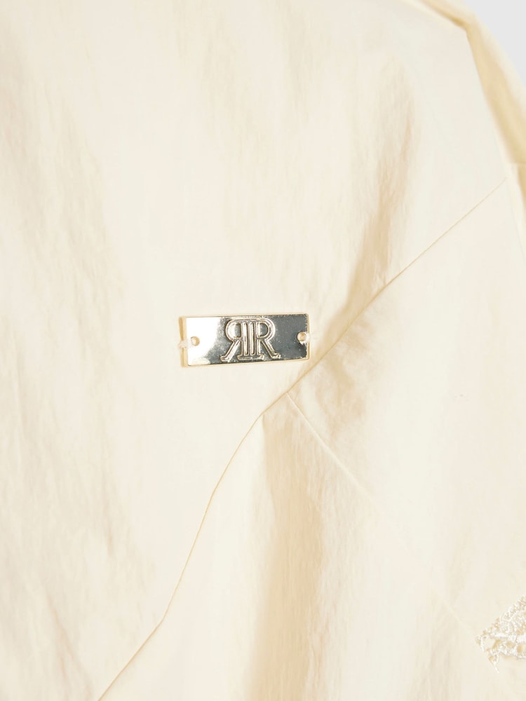 River Island Cream Lace Funnel Bomber Jacket - Image 2 of 3