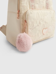 River Island Cream Logo Heart Nylon School Backpack - Image 4 of 5