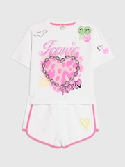 River Island White Neon Graffiti Top & Short Set - Image 2 of 5