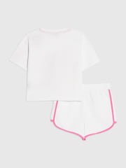River Island White Neon Graffiti Top & Short Set - Image 3 of 5