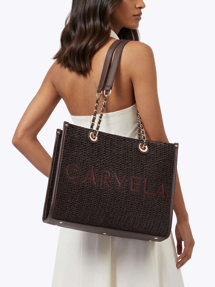 Carvela Brown Sorrento Midi Raffia Bag - Image 1 of 5