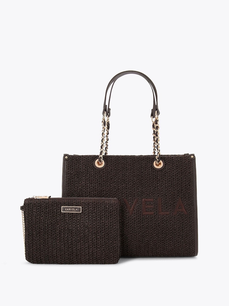 Carvela Brown Sorrento Midi Raffia Bag - Image 2 of 5