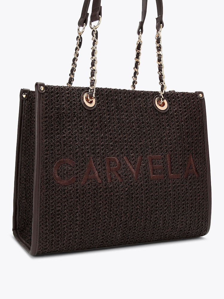 Carvela Brown Sorrento Midi Raffia Bag - Image 5 of 5