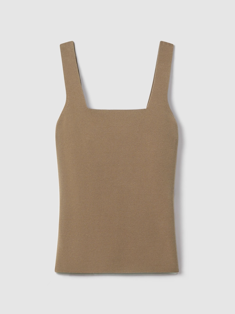 Reiss Mink Harper Knitted Square Neck Vest - Image 2 of 6