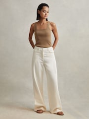 Reiss Mink Harper Knitted Square Neck Vest - Image 4 of 6