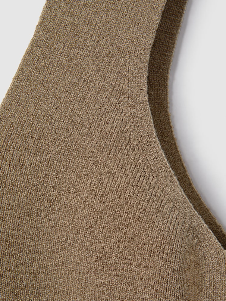 Reiss Mink Harper Knitted Square Neck Vest - Image 6 of 6