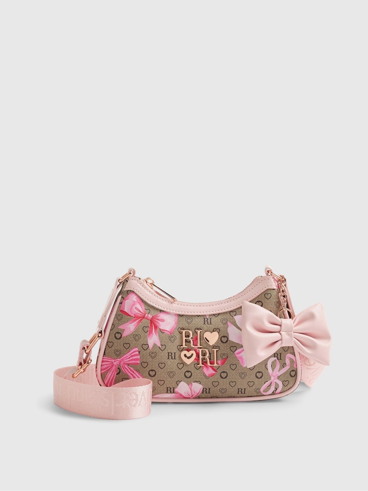 River Island Brown Bow Monogram Cross-Body Bag - Image 2 of 5 River Island Brown Bow Monogram Cross-Body Bag - Image 2 of 5