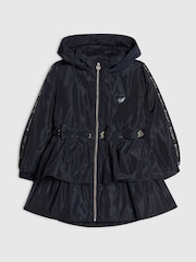 River Island Navy Blue Frill Bow Raincoat - Image 1 of 4
