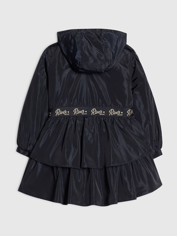 River Island Navy Blue Frill Bow Raincoat - Image 2 of 4 River Island Navy Blue Frill Bow Raincoat - Image 2 of 4