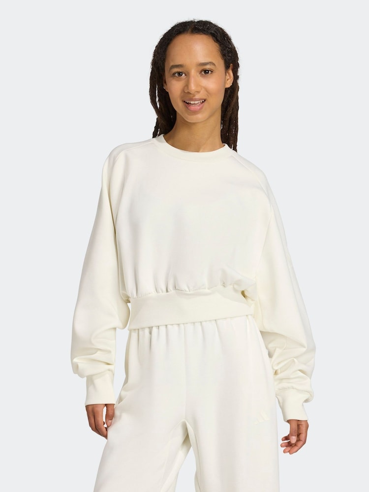 adidas White Soft Lux Loose Sweatshirt - Image 1 of 6