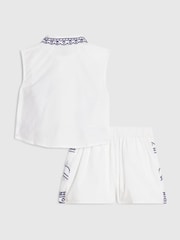 Blanco/azul - Conjunto de camisa y pantalones cortos con aberturas y estampado de palmeras de River Island - Imagen 2 de 5