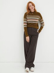 FatFace Green Olive Fairisle Jumper - Image 2 of 5