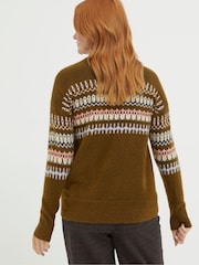 FatFace Green Olive Fairisle Jumper - Image 3 of 5