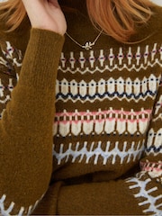 FatFace Green Olive Fairisle Jumper - Image 4 of 5