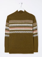 FatFace Green Olive Fairisle Jumper - Image 5 of 5