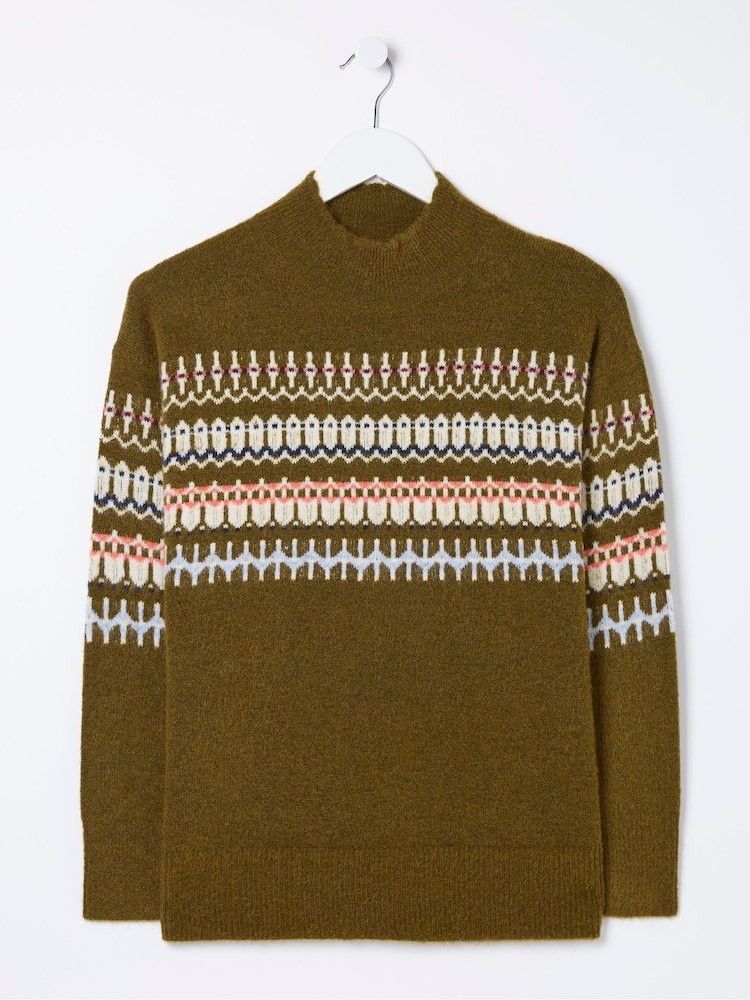 FatFace Green Olive Fairisle Jumper - Image 5 of 5