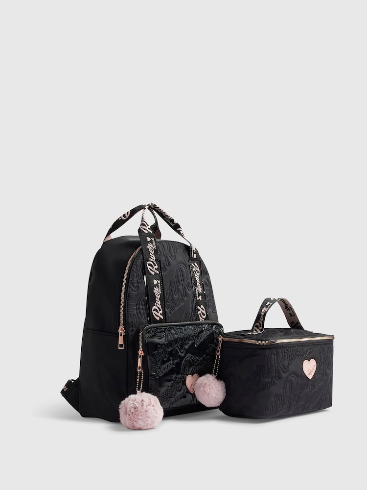 River Island Black Nylon Backpack & Lunchbox - Image 2 of 5 River Island Black Nylon Backpack & Lunchbox - Image 2 of 5