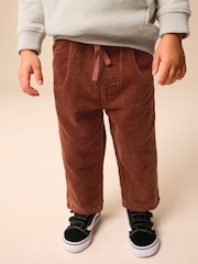 Коричнево-рыжий - Текстурированный вельвет 100% Cotton Pull On брюки (3mths-7yrs) - Image 2 of 8