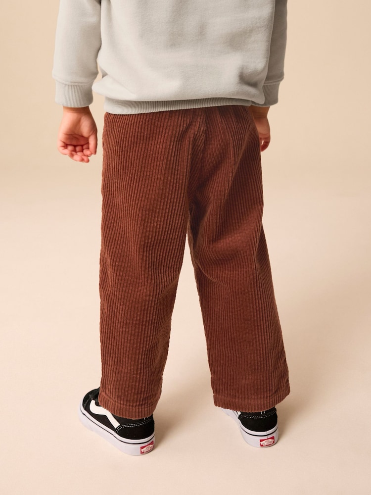 Rust Brown Textured Corduroy 100% Cotton Pull On Trousers (3mths-7yrs) - Image 3 of 8