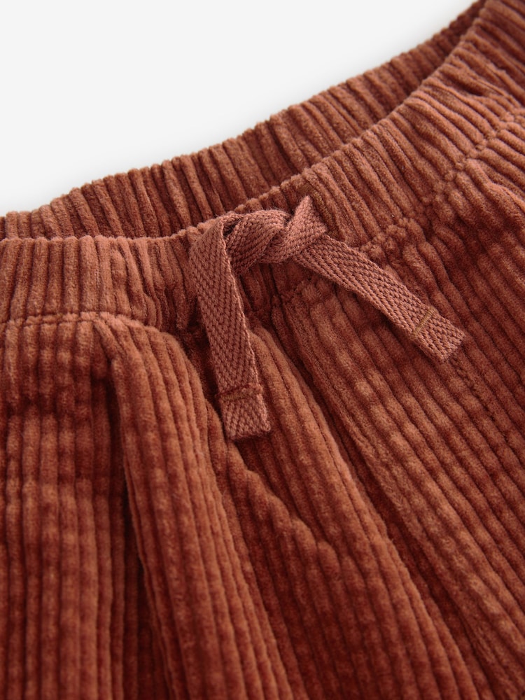 Rust Brown Textured Corduroy 100% Cotton Pull On Trousers (3mths-7yrs) - Image 7 of 8