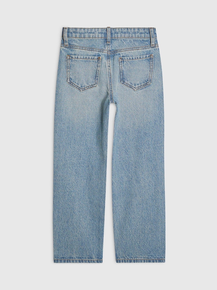 River Island Blue Bow Hotfix Straight Leg Jeans - Image 2 of 4 River Island Blue Bow Hotfix Straight Leg Jeans - Image 2 of 4