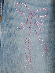 River Island Blue Bow Hotfix Straight Leg Jeans - Image 3 of 4