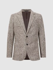 Reiss Grey Feather Slim Fit Wool-Cotton Check Single Breasted Blazer - Image 2 of 7