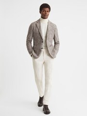 Reiss Grey Feather Slim Fit Wool-Cotton Check Single Breasted Blazer - Image 3 of 7