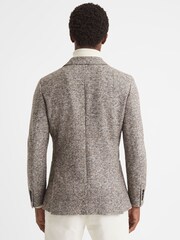 Reiss Grey Feather Slim Fit Wool-Cotton Check Single Breasted Blazer - Image 5 of 7