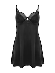 Pour Moi Black Lavish Underwired Babydoll Chemise - Image 4 of 4