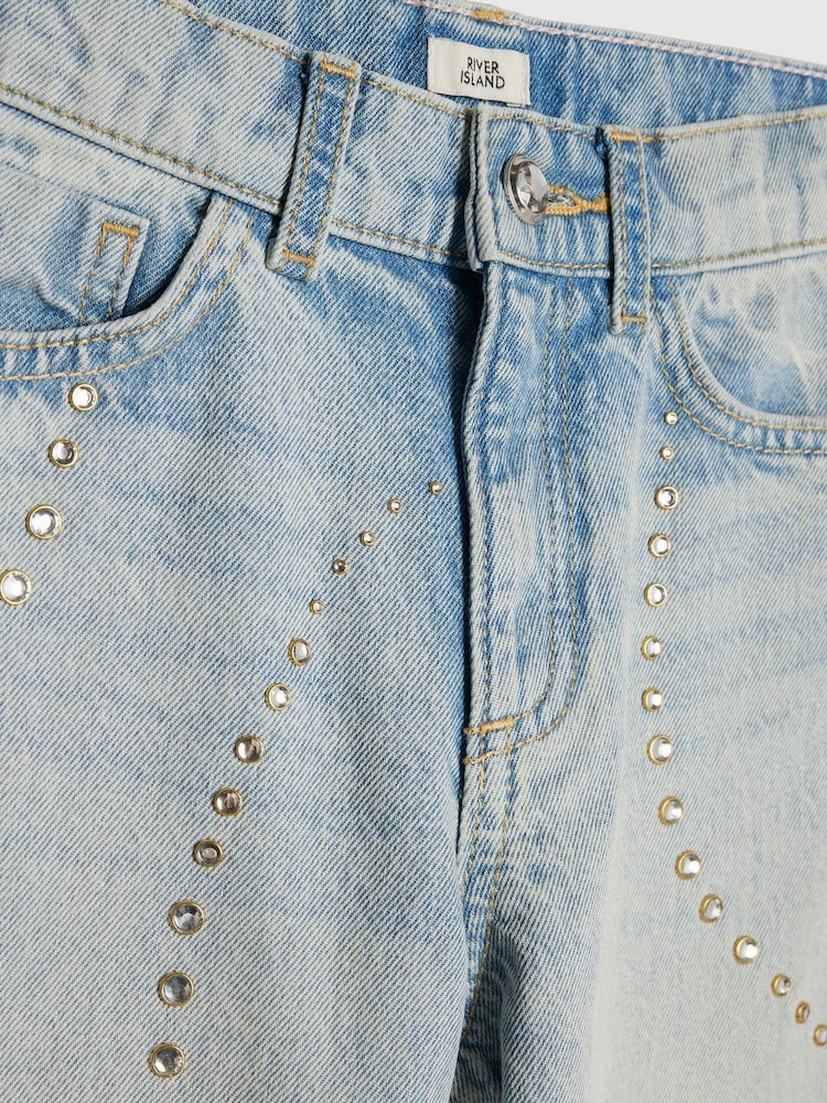 River Island Blue Hotfix Wide Leg Jeans - Image 2 of 3