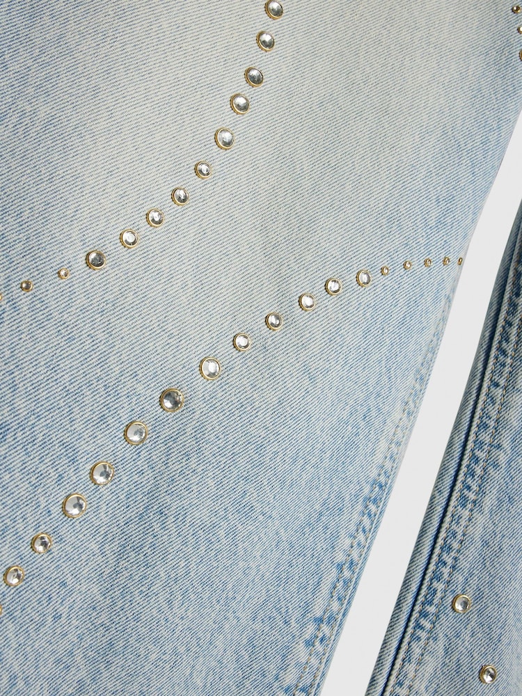 River Island Blue Hotfix Wide Leg Jeans - Image 3 of 3