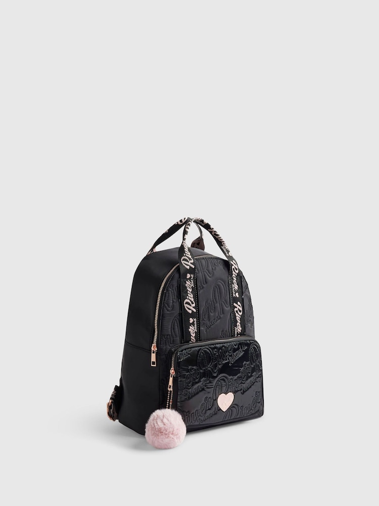 River Island Black Logo Nylon Backpack - Image 2 of 5 River Island Black Logo Nylon Backpack - Image 2 of 5