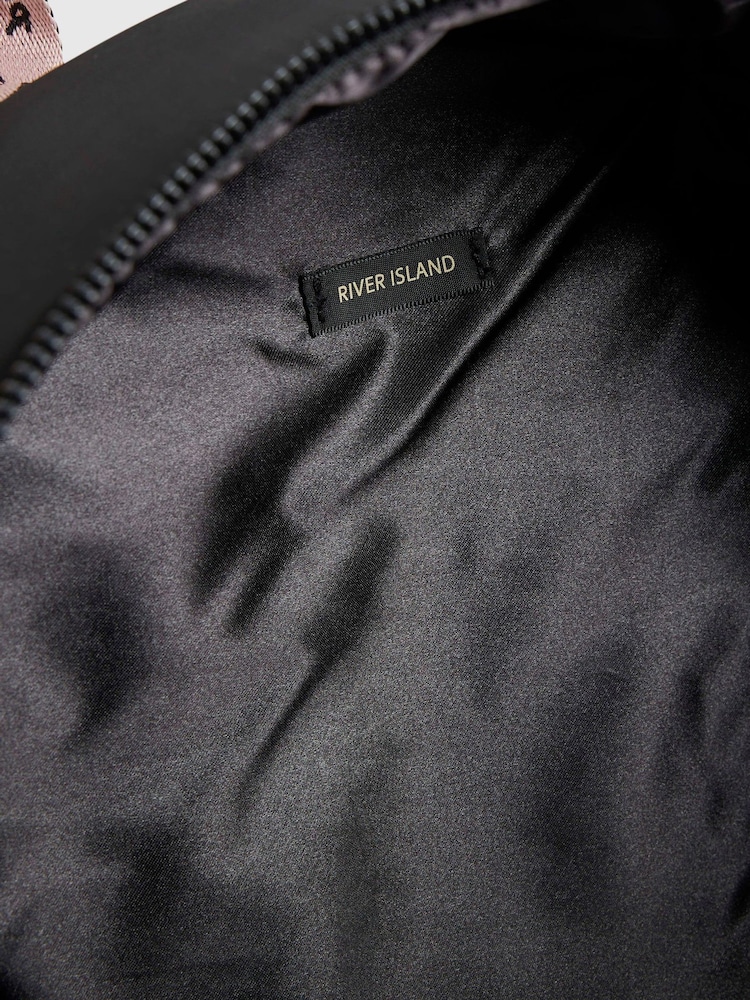 River Island Black Logo Nylon Backpack - Image 5 of 5 River Island Black Logo Nylon Backpack - Image 5 of 5