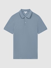 Reiss Soft Blue Peters Slim Fit Garment Dyed Embroidered Polo Shirt - Image 2 of 5