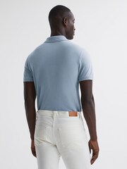Reiss Soft Blue Peters Slim Fit Garment Dyed Embroidered Polo Shirt - Image 5 of 5