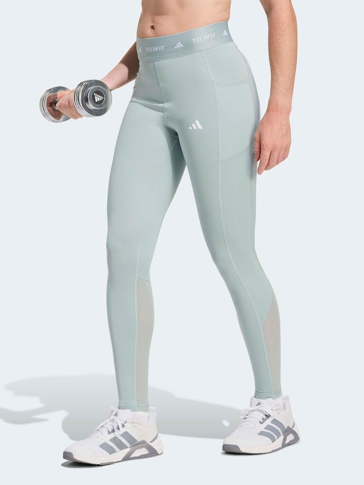 adidas Green Techfit Stash Pocket Full-Length Leggings - Image 1 of 7