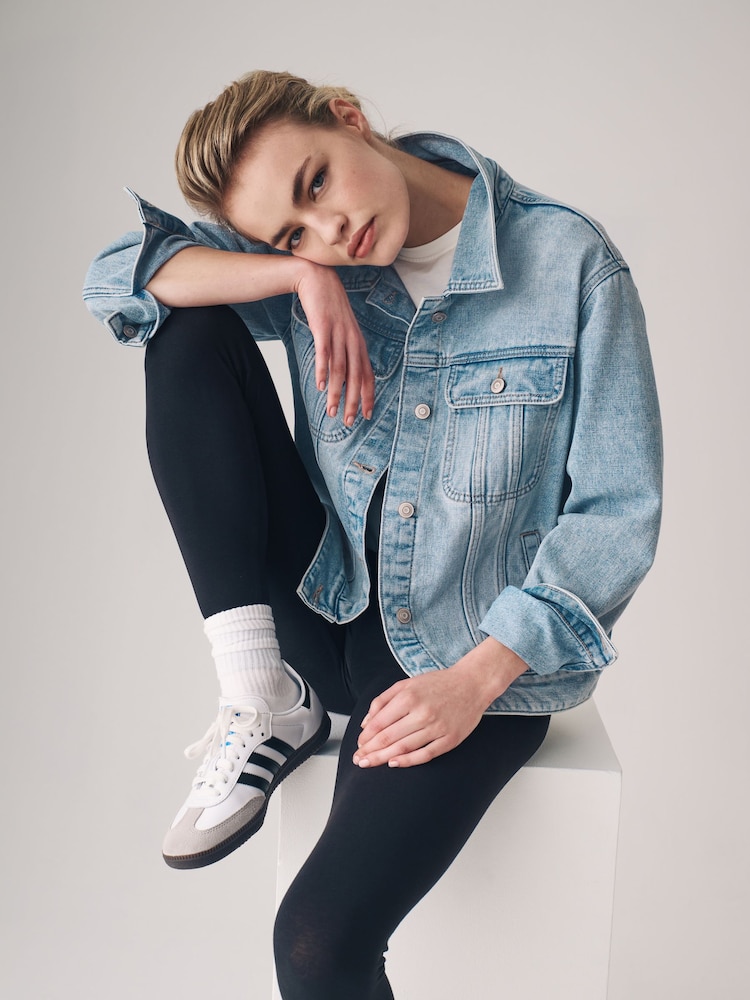 The Set Blue Relaxed Denim Jacket - Image 1 of 9 The Set Blue Relaxed Denim Jacket - Image 1 of 9