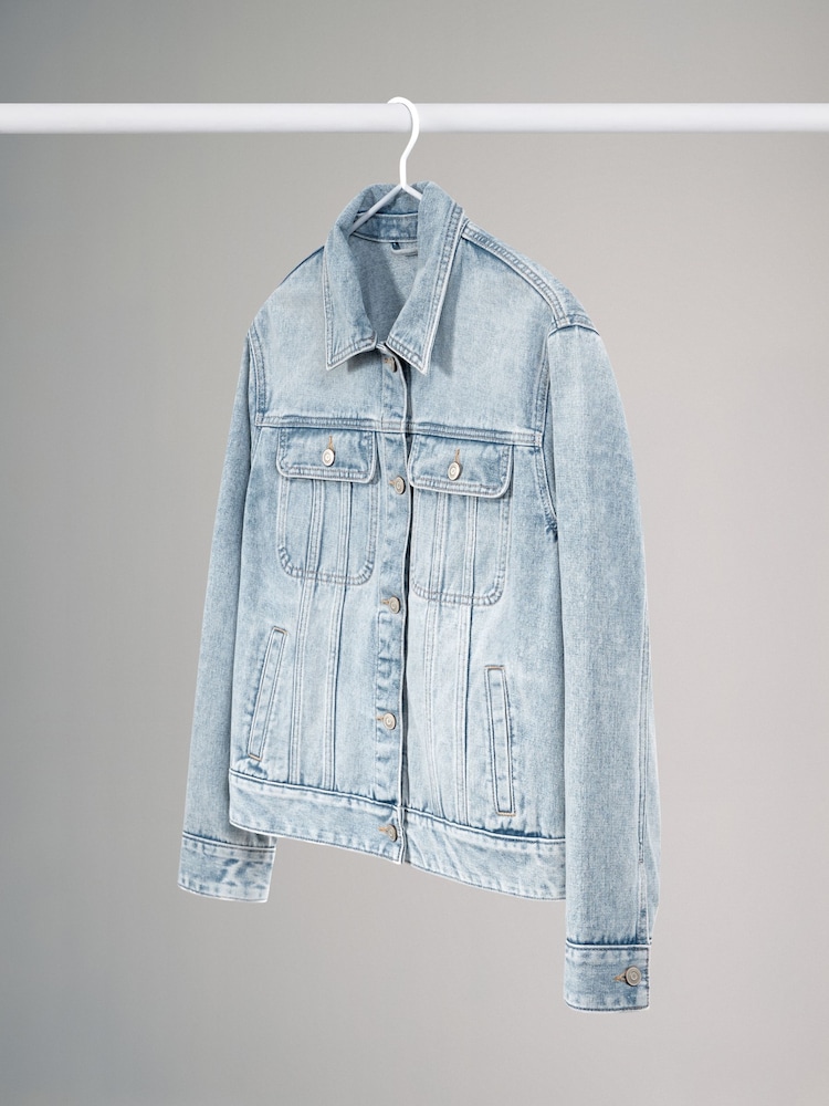 The Set Blue Relaxed Denim Jacket - Image 2 of 9 The Set Blue Relaxed Denim Jacket - Image 2 of 9
