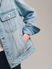 The Set Blue Relaxed Denim Jacket - Image 8 of 9